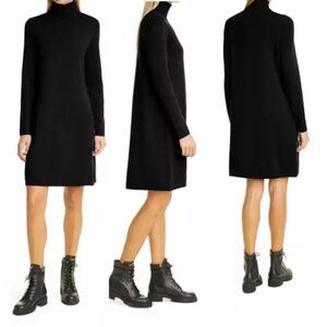 ALLUDE Turtleneck 100% Virgin Wool Sweater Dress Womens Size‎ Medium Black